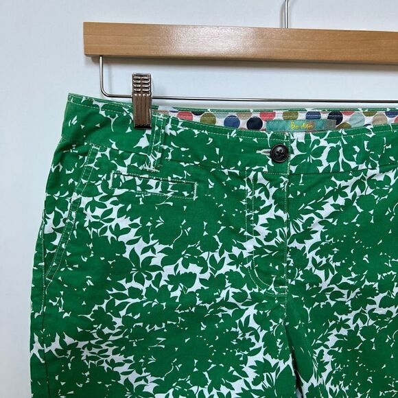 Boden Bermuda Chino Shorts Emerald Green White Floral Pattern Cotton size 10 - Picture 4 of 14